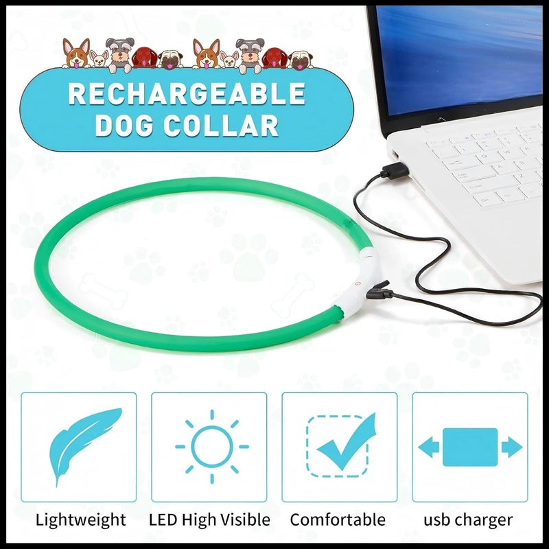 Frienda 4 Pieces LED Dog Collar USB Rechargeable Light Up Dog Collar Adjustable Waterproof LED Pet Collar Safety Lighted Dog Collar Necklace for Small to Large Dogs Night Walking, 4 Colors - Image 4