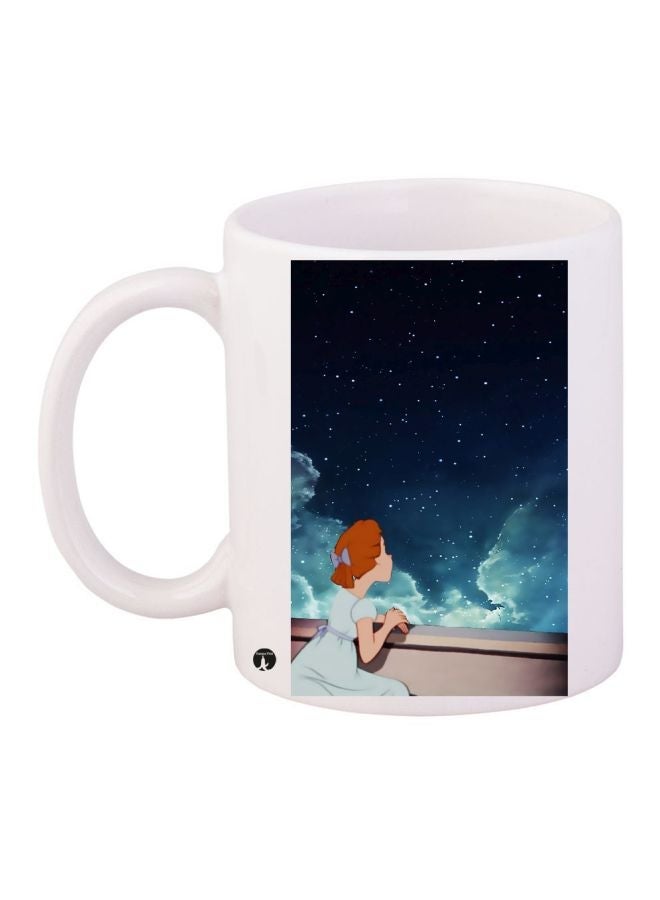 RYN Starry Sky Printed Coffee Mug White/Blue/Brown 11ounce