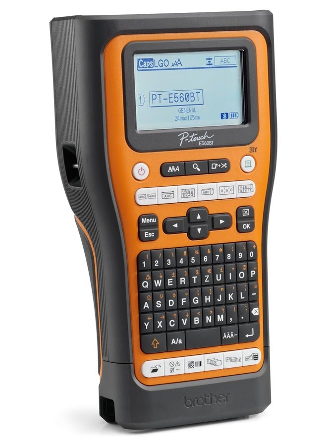 بروذر صانع الملصقات الصناعي Brother PT-E560BTVP مع بلوتوث، بطارية ليثيوم أيون وحقيبة حمل (لشرائط TZE بعرض 24 مم، أنابيب نقل الحرارة HSE بعرض 18 مم) - Image 2