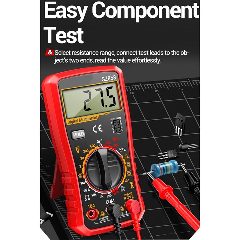 Digital Multimeter Precisions Electronic Tester for Voltages Current Resistance Temperature Measurement with Back Stand - Image 4