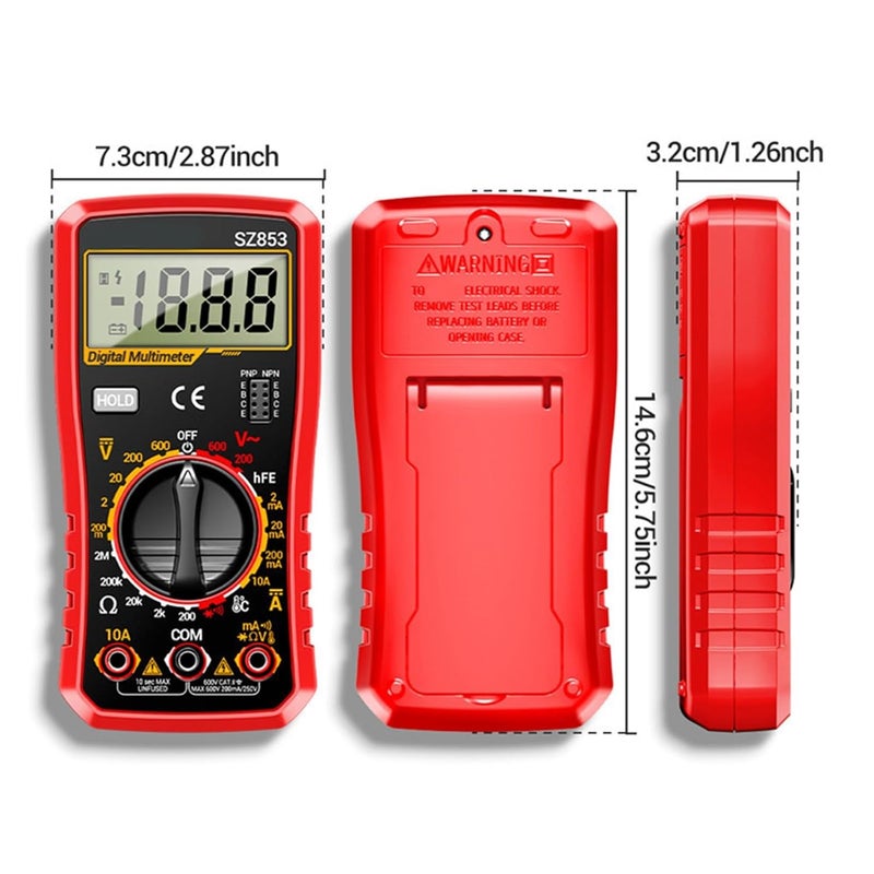Digital Multimeter Precisions Electronic Tester for Voltages Current Resistance Temperature Measurement with Back Stand - Image 5