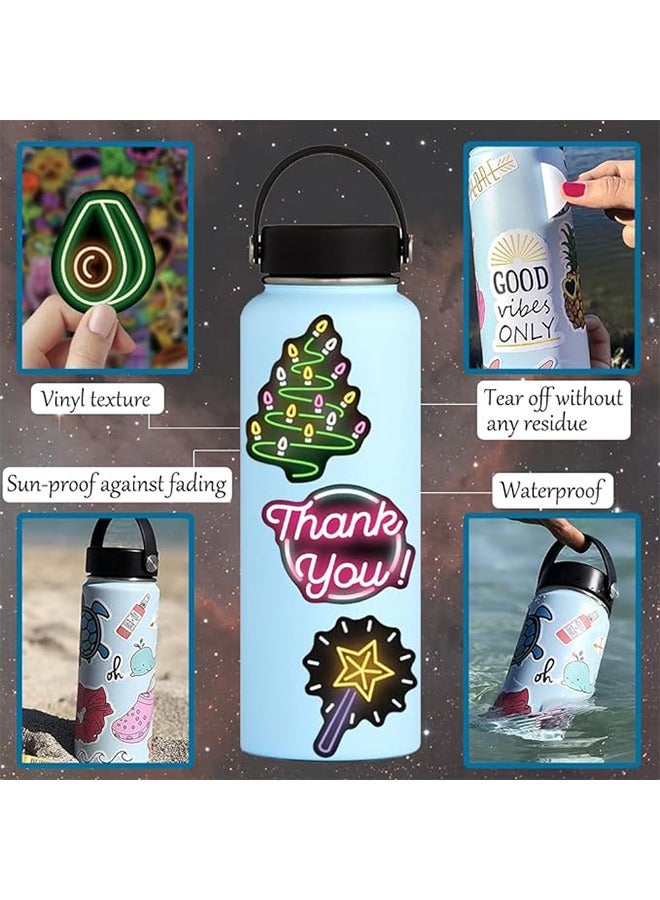 50 Pcs Cool Neon Sign Vinyl Stickers for Kids Teens Waterproof Water Bottle Stickers Pack for Laptop Phone Case Guitar Skateboard Helmet Bike Car Decals School Carnival Party Favors Supplies - Image 2