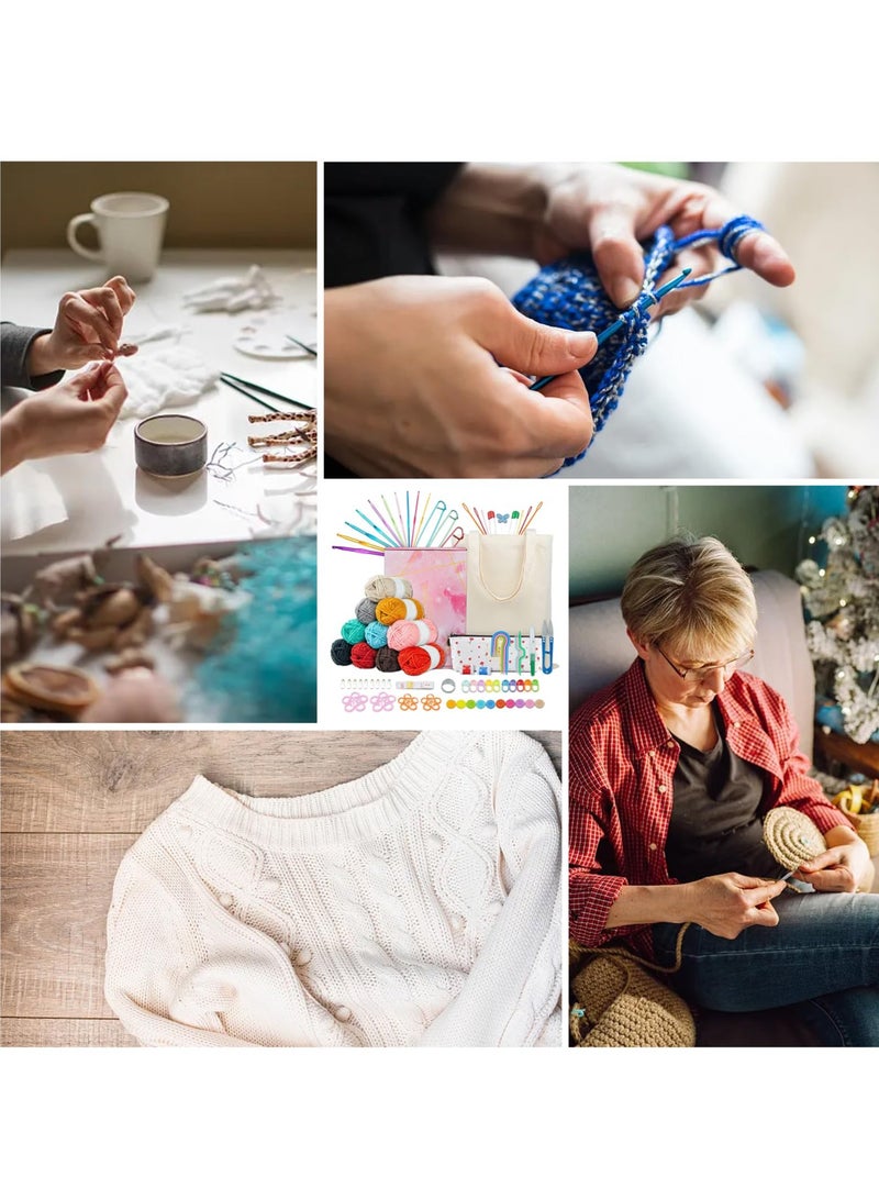 XiuWoo Crochet Set, 96pcs Learn to Crochet, DIY Knitting Supplies Kit, Starters Beginner Kit with Storage Bag, Starter Pack for Kids Adults  - Image 4