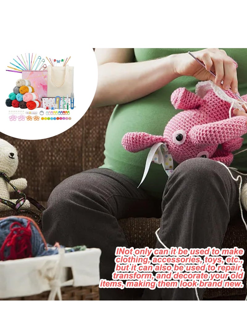 XiuWoo Crochet Set, 96pcs Learn to Crochet, DIY Knitting Supplies Kit, Starters Beginner Kit with Storage Bag, Starter Pack for Kids Adults  - Image 5