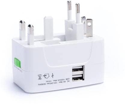 Dhanuom Adaptor Worldwide Travel Adapter with Built in Dual USB Charger Ports Chargers 250V SurgeSpike Protected Electrical PlugWhite 1 pcs - Image 3