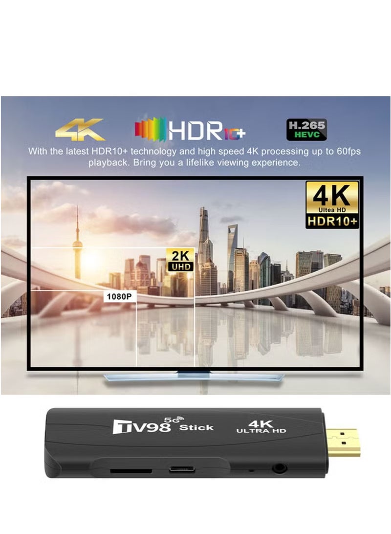 تلفزيون عصا التلفاز أندرويد 12 مع جهاز تحكم عن بعد، صندوق التلفاز (8 جيجابايت + 128 جيجابايت)، جهاز بث بدقة 4K Ultra HD، لاعب وسائط البث بتقنية بلوتوث، لاعب وسائط منزلية - Image 2