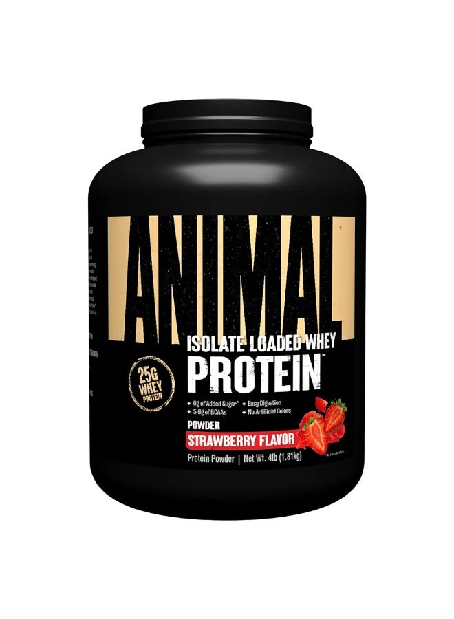 Whey Isolate Loaded Strawberry 4 LB | Whey Protein Isolate & Concentrate | High Protein Sports Nutrition Powder | 25g Protein Per Serving