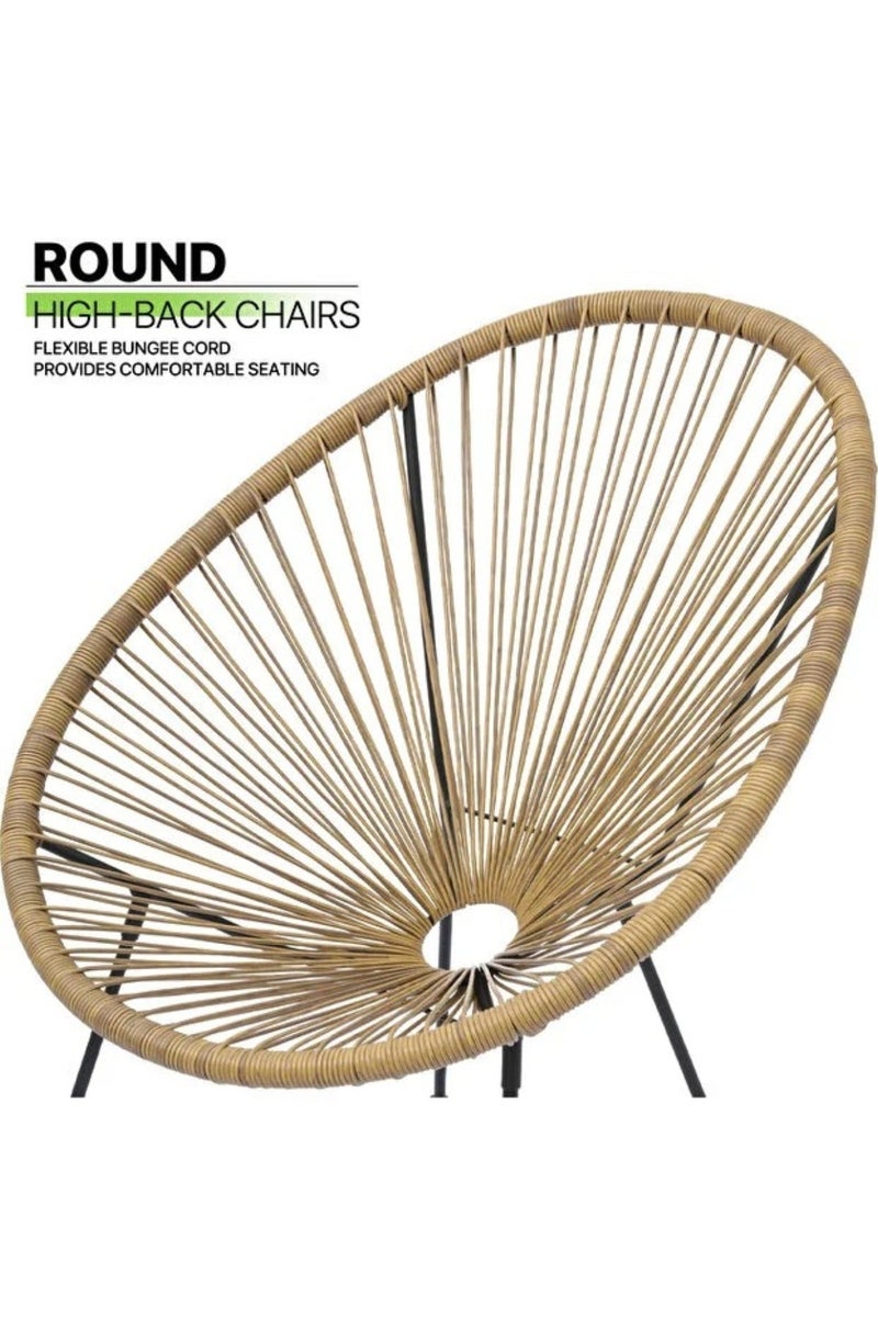 GAIA Home Beige Outdoor Balcony Table and Chair Set 2+1 with Glass Top and Rattan Style Design - Image 3