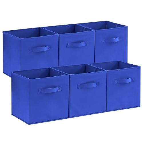 Lifewit Collapsible Fabric Storage Cubes Bins Set 11 Inch, Foldable Cubby Organizers Boxes, 6 Pack Organizing Baskets for Shelf, Closet, Utility Room, Storage Room Blue - Image 1