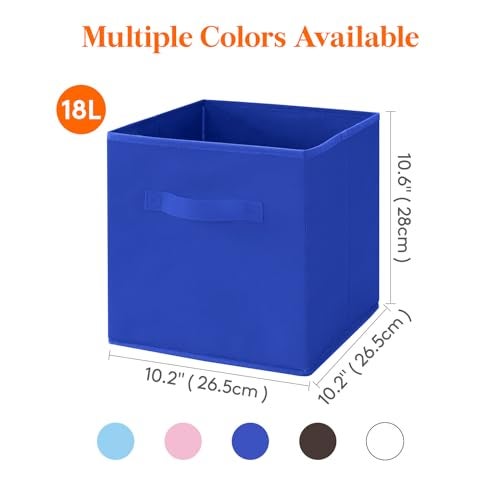 Lifewit Collapsible Fabric Storage Cubes Bins Set 11 Inch, Foldable Cubby Organizers Boxes, 6 Pack Organizing Baskets for Shelf, Closet, Utility Room, Storage Room Blue - Image 2