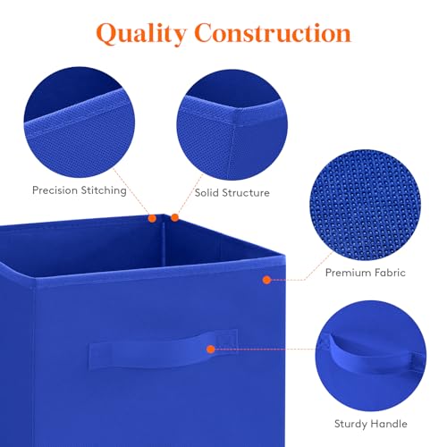 Lifewit Collapsible Fabric Storage Cubes Bins Set 11 Inch, Foldable Cubby Organizers Boxes, 6 Pack Organizing Baskets for Shelf, Closet, Utility Room, Storage Room Blue - Image 3