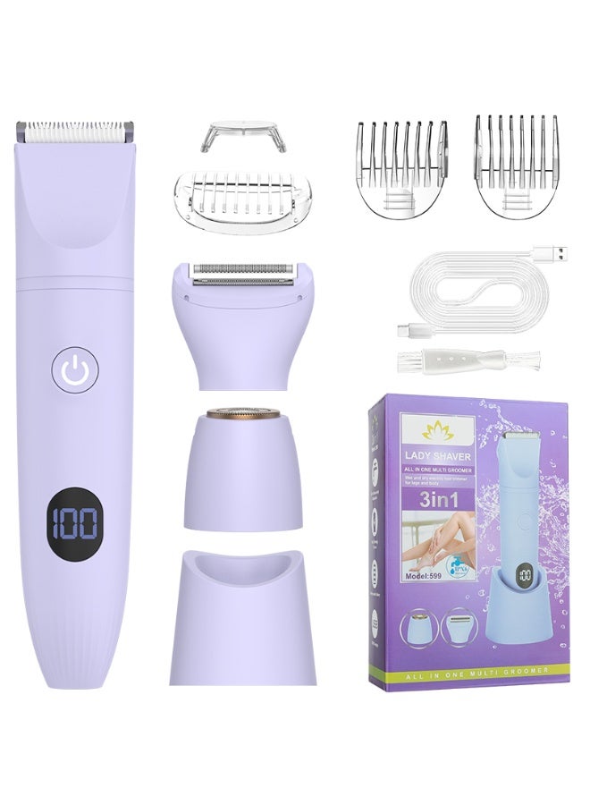 Painless Epilator for Women, IPX6 Waterproof Electric Hair Remover, USB Rechargeable with 120min Runtime, Stainless Steel Blades, 3-in-1 Heads for Smooth Skin, Ideal for Face, Body - Image 1