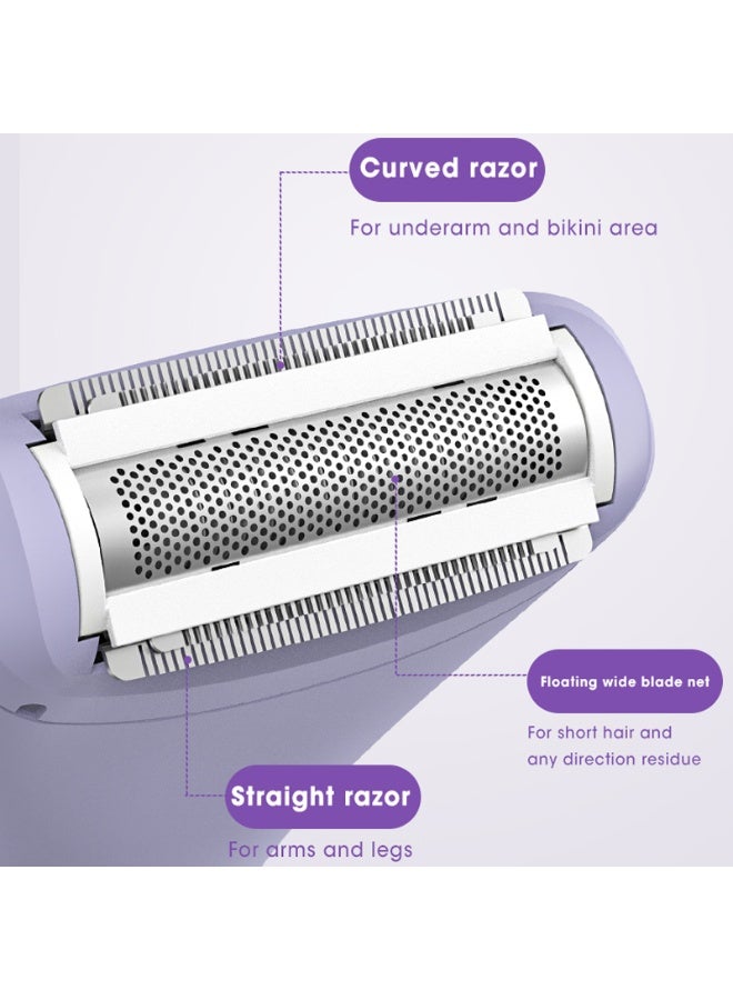 Painless Epilator for Women, IPX6 Waterproof Electric Hair Remover, USB Rechargeable with 120min Runtime, Stainless Steel Blades, 3-in-1 Heads for Smooth Skin, Ideal for Face, Body - Image 4