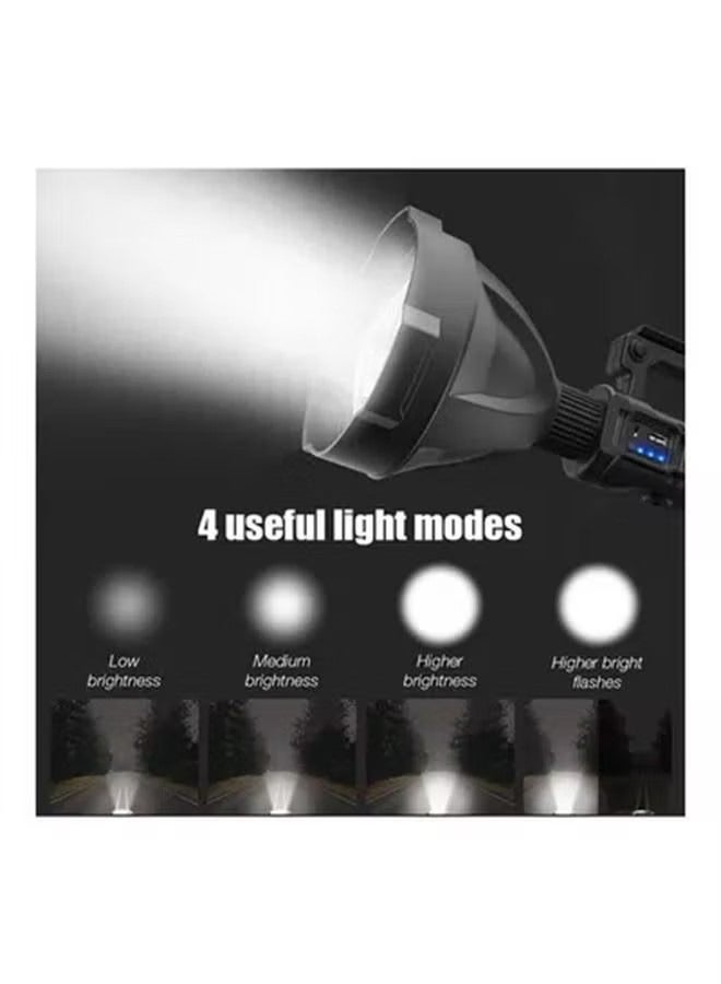 Rechargeable Spotlight Torch, LED Super Bright P70 High Lumen Handheld Tactical Torch, 4 Brightness Modes and IPX6 Waterproof Large Searchlight with USB Output and Foldable Tripod for Camping/Hunting  - Image 3