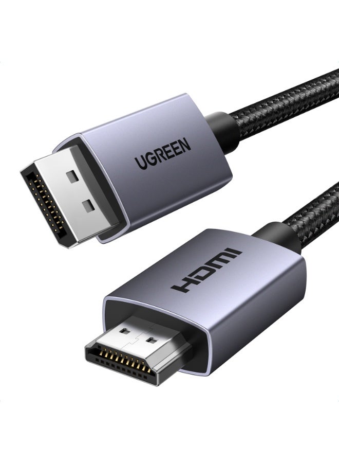 يو جرين 4K DisplayPort to HDMI Cable 1M, Supports 4K@30Hz, 2K@60Hz, 1080p@240Hz, Active DP to HDMI Braided Cable, Compatible for Graphics/SAMSUNG/Desktop/PC/EPSON/Sony - Image 1