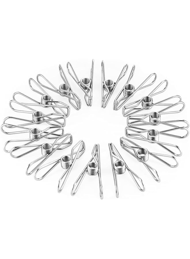 erorex 20 Pack Silver Binder Clips Stainless Steel Clothespins Chip Clips Bag Clips Food Clips Postcard Clip For The Office And Home - Image 1