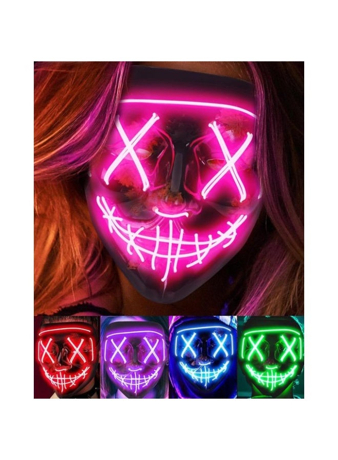 قناع هالوين مضيء بتقنية LED - قناع تنكري مخيف على طراز Purge للبالغين والأطفال - Image 3