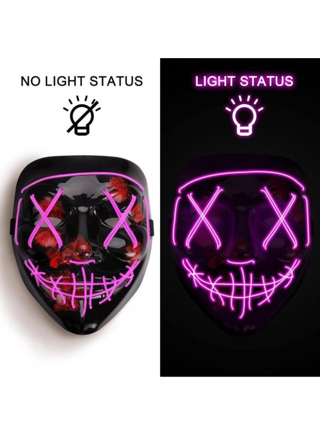 قناع هالوين مضيء بتقنية LED - قناع تنكري مخيف على طراز Purge للبالغين والأطفال - Image 4