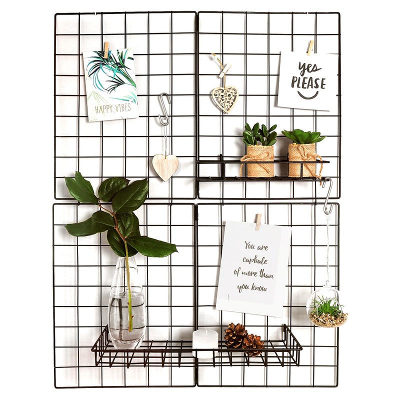 Gadgy Wire Wall Grid Black Set of 2  Metal Grid Room Deco Aesthetic Hanging Photo Display Board  Room Decor Pinboard Large  Grid Pinboard Kitchen  Desk Decoration  Photo Boards for Pictures Grid