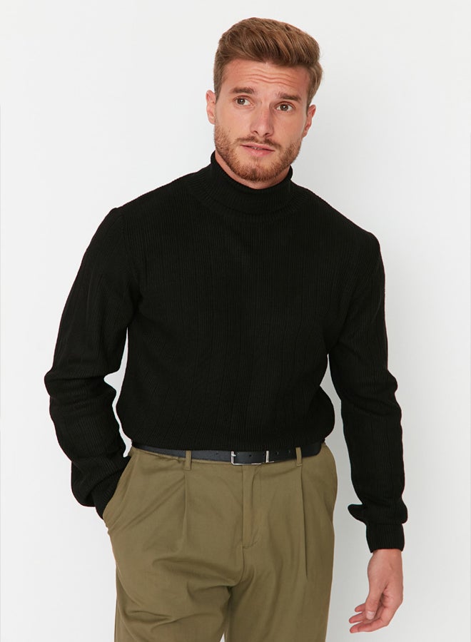 trendyol Black Regular Fit Turtleneck Knitwear Sweater - Image 1