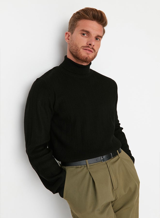 trendyol Black Regular Fit Turtleneck Knitwear Sweater - Image 3