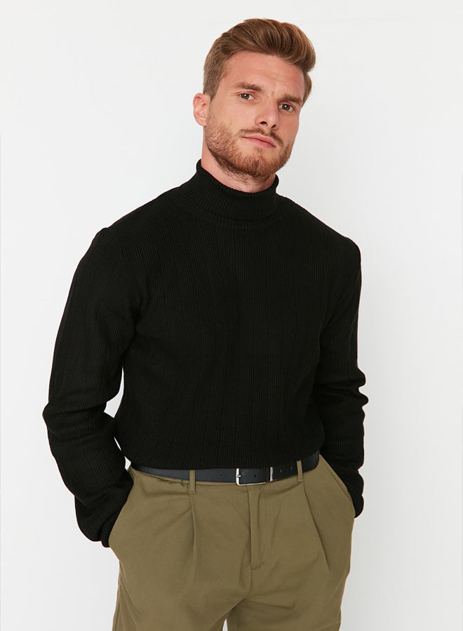 trendyol Black Regular Fit Turtleneck Knitwear Sweater - Image 2