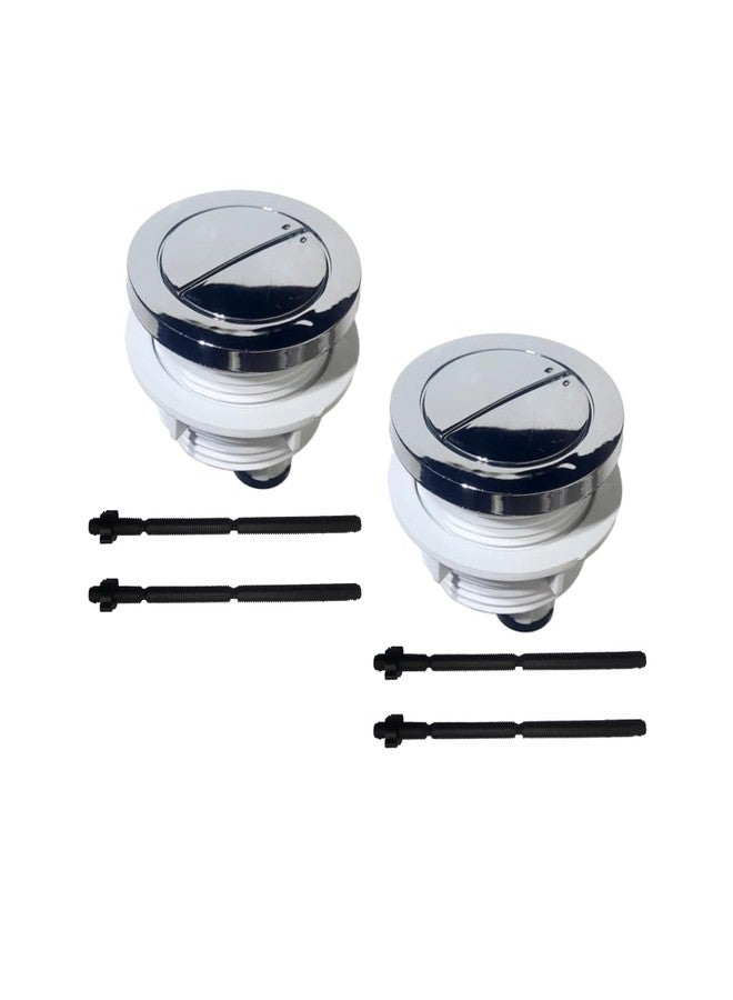Rseindia 48mm Dual Flush Toilet Tank Button Replacement - Adjustable Push Button for Cistern Lid, Compatible with Glacier Bay, AquaSource, American Standard, Geberit & More, Chrome Finish (2 Pack) - Image 1