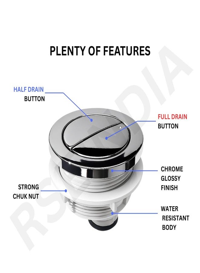 Rseindia 48mm Dual Flush Toilet Tank Button Replacement - Adjustable Push Button for Cistern Lid, Compatible with Glacier Bay, AquaSource, American Standard, Geberit & More, Chrome Finish (2 Pack) - Image 4