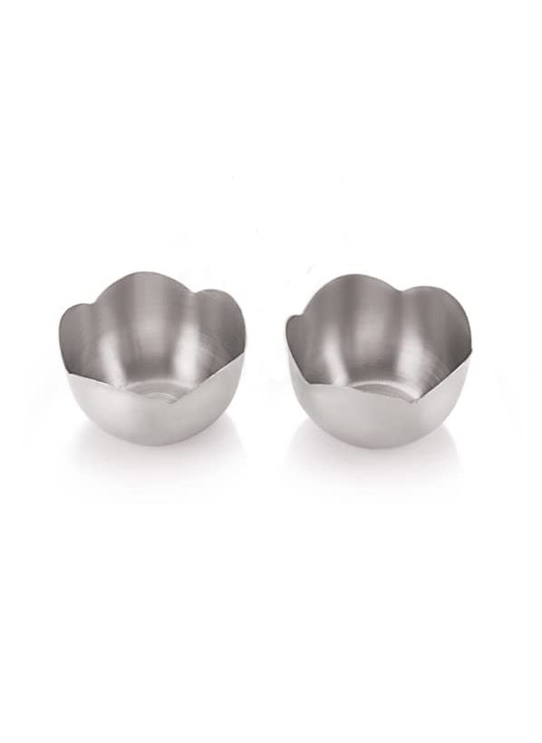 FINALITY FINALITY Stainless Steel Flower Shape Serving Desert Bowl ice Cream Bowl Sabji Bowl Dal Bowl Color Silver Size 10 cm Set of 6 Pcs  - Image 4