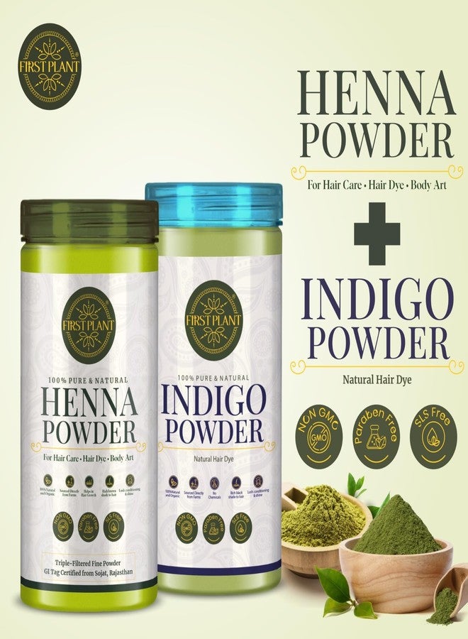 First Plant Natural Hair Dye Combo Pack for Black Hair, Henna and Indigo Powder (150g + 150g) - Image 2