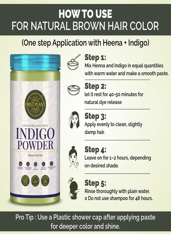 First Plant Natural Hair Dye Combo Pack for Black Hair, Henna and Indigo Powder (150g + 150g) - Image 5