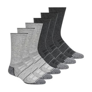Skechers Men's 6 Pack Work Crew Socks, Grey/Grey, 10-13