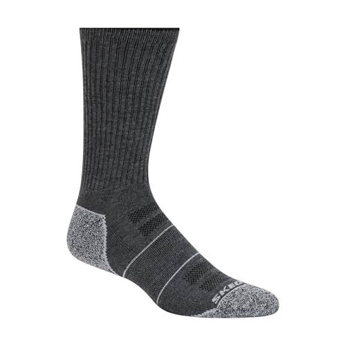 Skechers Men's 6 Pack Work Crew Socks, Grey/Grey, 10-13 - Image 3