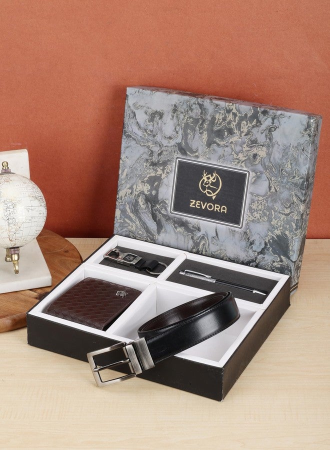 ZEVORA Men’s Gift Set | 4-in-1 Combo with Stylish Wallet, Adjustable Belt, Metal Keychain & Pen | Gift for Men, Husband, Boyfriend, Father | Packaging | Birthday/Corporate gift/Anniversary - Image 2