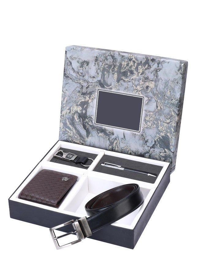 ZEVORA Men’s Gift Set | 4-in-1 Combo with Stylish Wallet, Adjustable Belt, Metal Keychain & Pen | Gift for Men, Husband, Boyfriend, Father | Packaging | Birthday/Corporate gift/Anniversary - Image 1