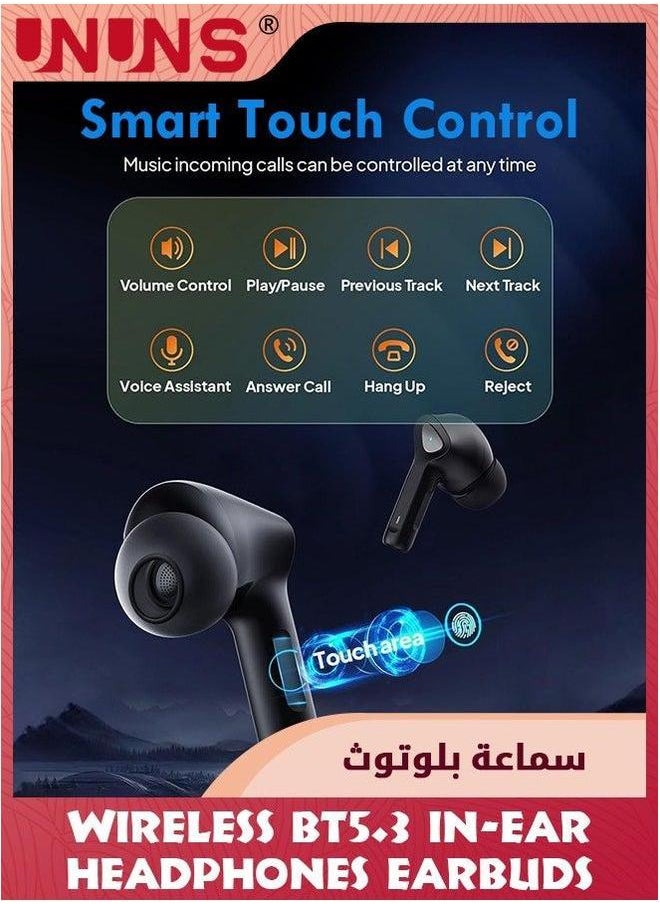 UNUNS Wireless Earbuds,Bluetooth 5.3 Ear Buds,Wireless Headphones With Mic,Deep Bass Stereo,Waterproof Earphones LED Power Display Charging Case,Headset For Laptop Pad Android/iOS Phones  - Image 4