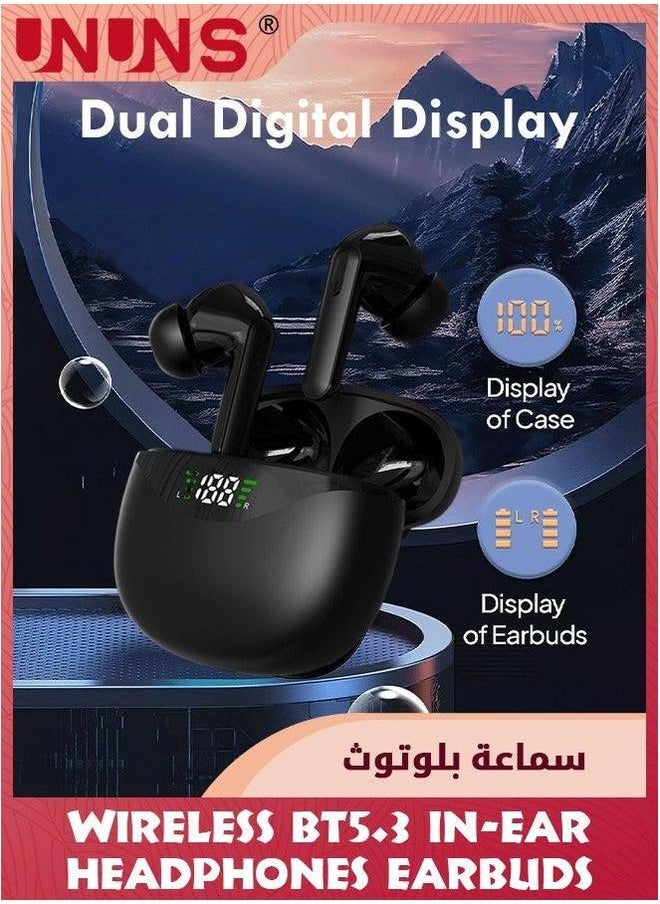UNUNS Wireless Earbuds,Bluetooth 5.3 Ear Buds,Wireless Headphones With Mic,Deep Bass Stereo,Waterproof Earphones LED Power Display Charging Case,Headset For Laptop Pad Android/iOS Phones  - Image 5