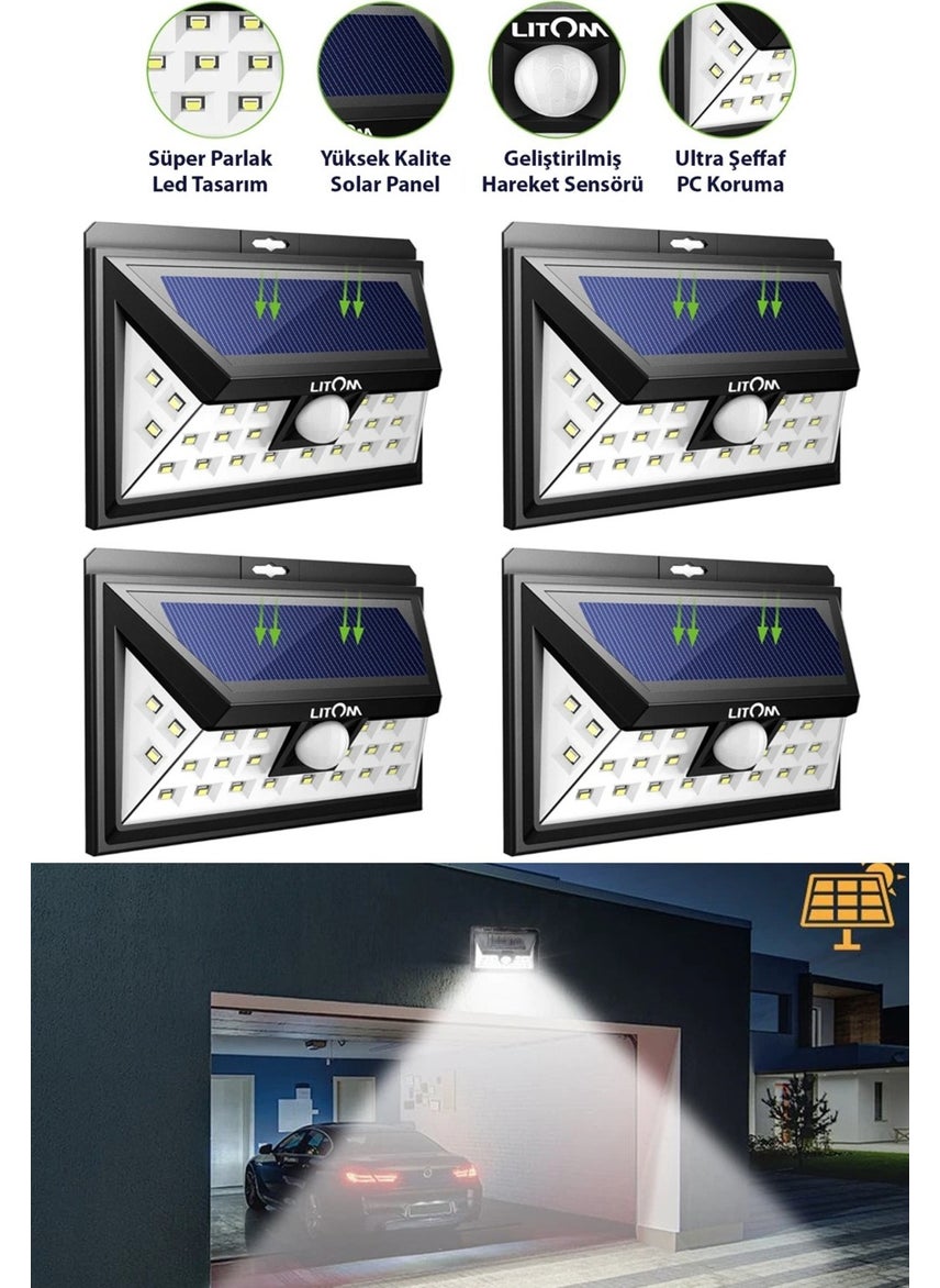 Technosmart 4 Pieces 32 LEDs Motion Sensor Solar Powered Solar Garden Lamp Lighting Led  - Image 1