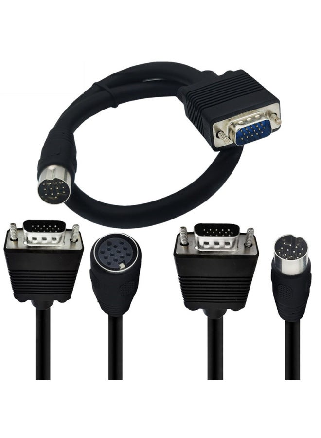 VGA To DIN13 Core Video Data Adapter Cable DB15 To DIN13p Cable DB15RS232 To PS2 Cable-Color:VGA To DIN13 Core Male Video Cable-Line Length:50cm