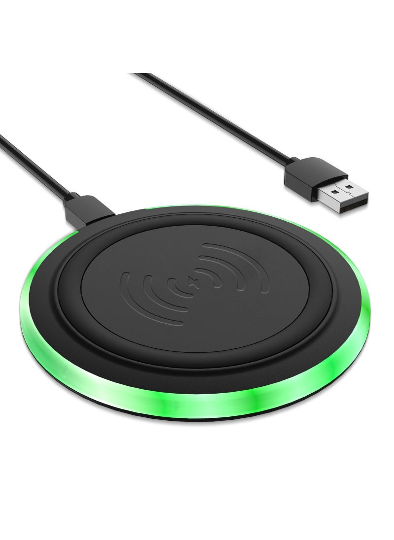 Generic - Slim Round YC15W 10W Wireless Charger for Apple Black usb - Image 1