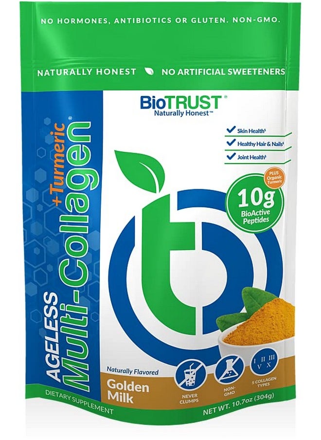 BioTrust Organic Golden Milk Powder Nutrition Ageless Multicollagen Peptides With Turmeric Ginger Cinnamon Nongmo Glutenfree (20 Servings)  - Image 1