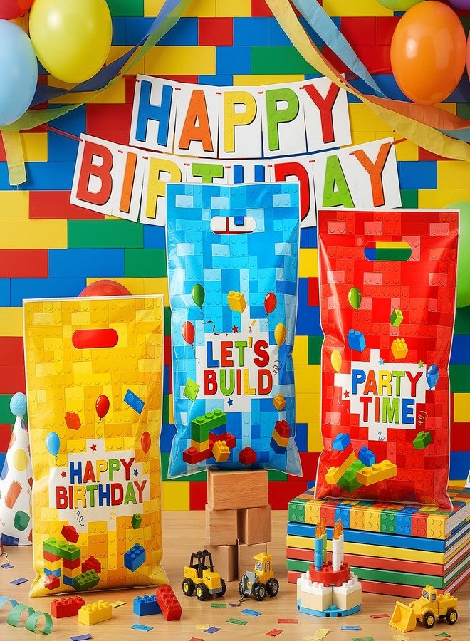 Resurhang 120 Pcs Building Block Birthday Party Favor Bags Bulk 6.5x9.8 Inch Plastic Building Bricks Goodie Treat Gift Bag Funny Candy Cookie Tote for Birthday Decoration Supplies Baby Shower Wrapping - Image 4
