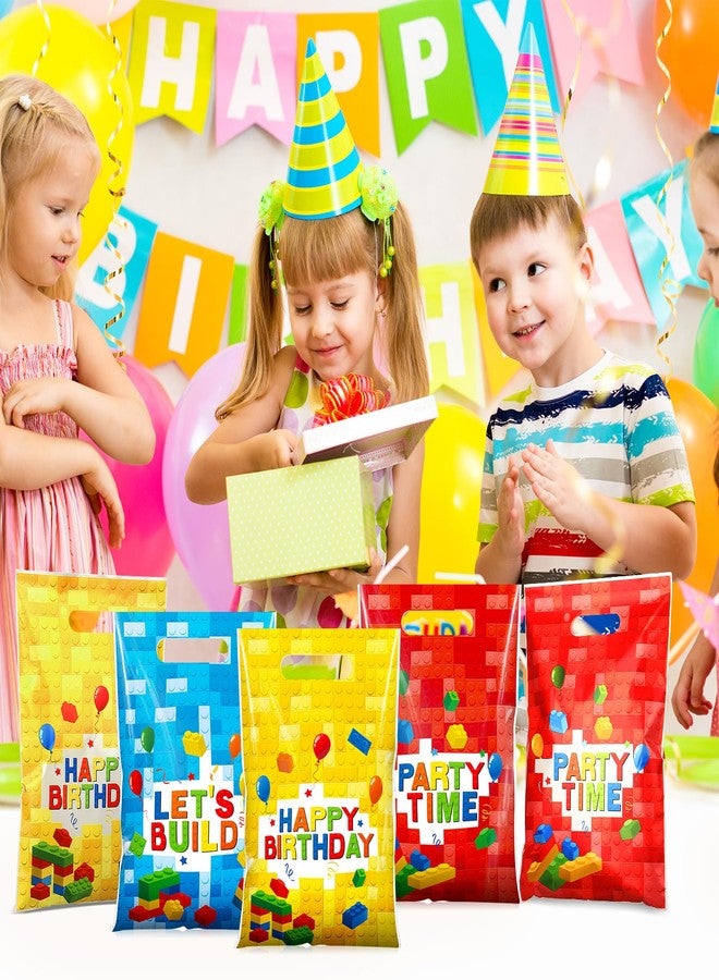 Resurhang 120 Pcs Building Block Birthday Party Favor Bags Bulk 6.5x9.8 Inch Plastic Building Bricks Goodie Treat Gift Bag Funny Candy Cookie Tote for Birthday Decoration Supplies Baby Shower Wrapping - Image 5