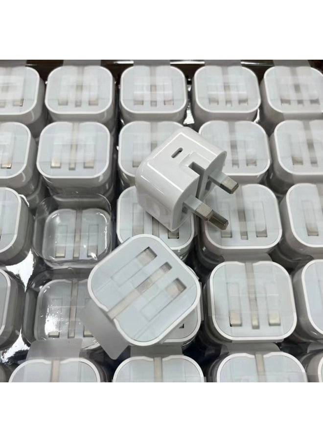 Suitable For Apple Charger PD20W Original British Standard USB-C-port Tablet IPhone Three-legged Fast Charging Head-Specifications:Pd20w British Standard Charging Head