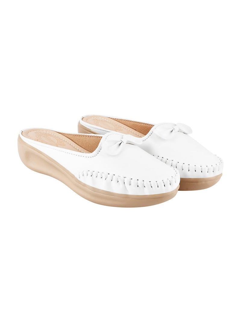 Shoetopia Women's Stiletto Heel Loafers White (8 UK) - Image 1