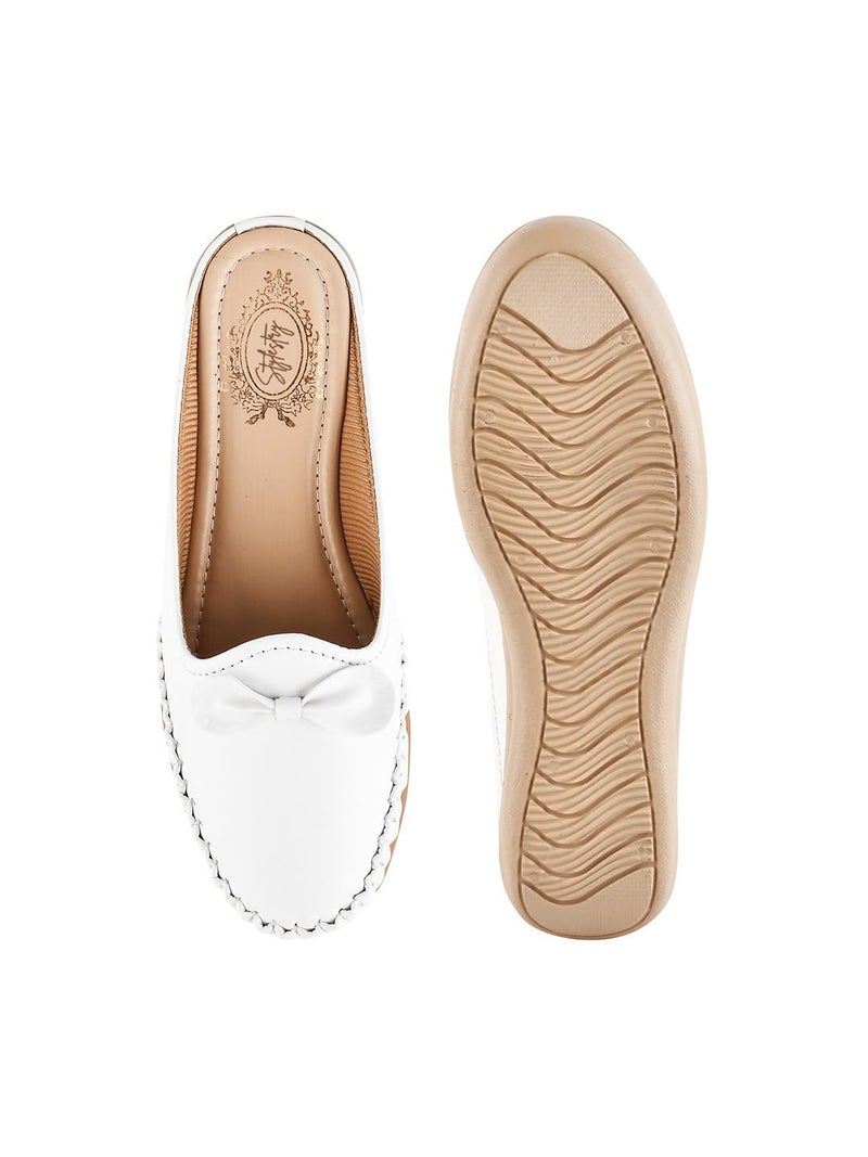 Shoetopia Women's Stiletto Heel Loafers White (8 UK) - Image 5