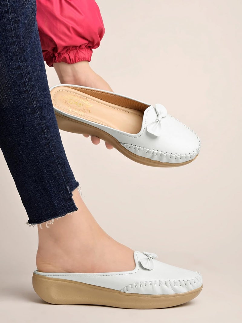 Shoetopia Women's Stiletto Heel Loafers White (8 UK) - Image 3