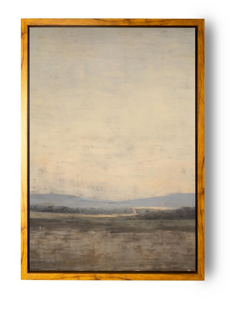 LOWHA Canvas Wall Art Stretched Over Wooden Frame with Wooden Color Floating Frame and Vintage Style Abstract Painting - Image 5