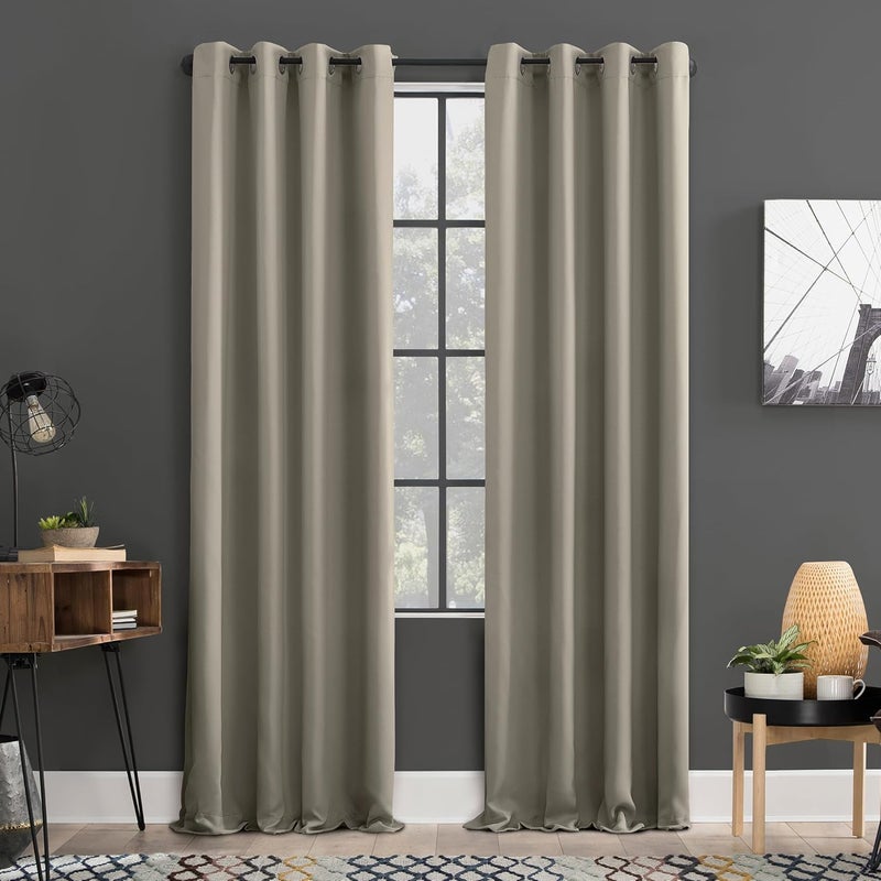 صن زيرو حزمة من 2 ألواح ستائر Soho عالية الكفاءة في استهلاك الطاقة ومانعة للضوء، مقاس 54" × 84"، لون حجري - Image 1