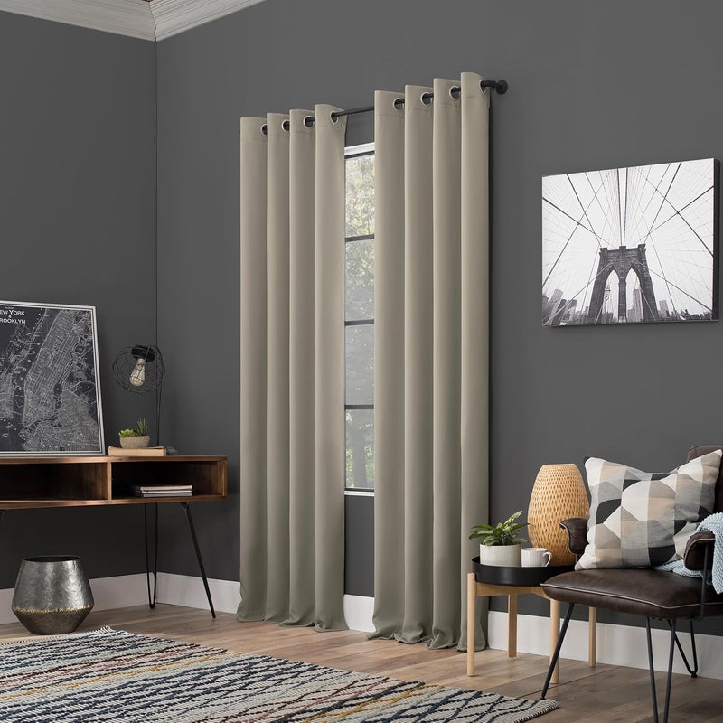 صن زيرو حزمة من 2 ألواح ستائر Soho عالية الكفاءة في استهلاك الطاقة ومانعة للضوء، مقاس 54" × 84"، لون حجري - Image 5